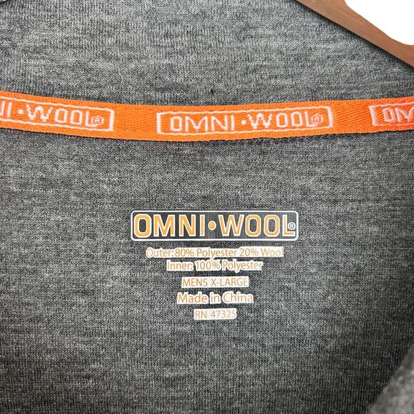 Omniwool Gray Wool Blend Quarter Zip Sz XL - Picture 3 of 4
